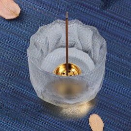 HttDog Incense Holder, Glass, Stylish, 2 in 1 Incense Plate, Buddhist Altar Plate, Healing Incense Burner, Tea Ceremony, Purification, Yoga Classroom, Office, Entryway, Tea Room, Stability, Meditation