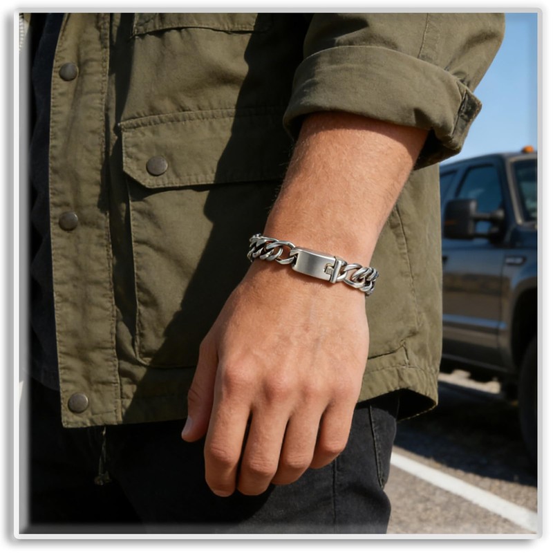 Xusamss Mens Cuban Link Chain Bracelet Thick Link Design Stainless