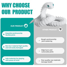 24 in 3D Printed Animals-Snake Viper,3D Printed Snake Toys 3D Printed Articulated Snake 3D Printed Animals Animal Model Ornaments Creative Funny Toy Festival Gift for Frends (Luminous Blue)