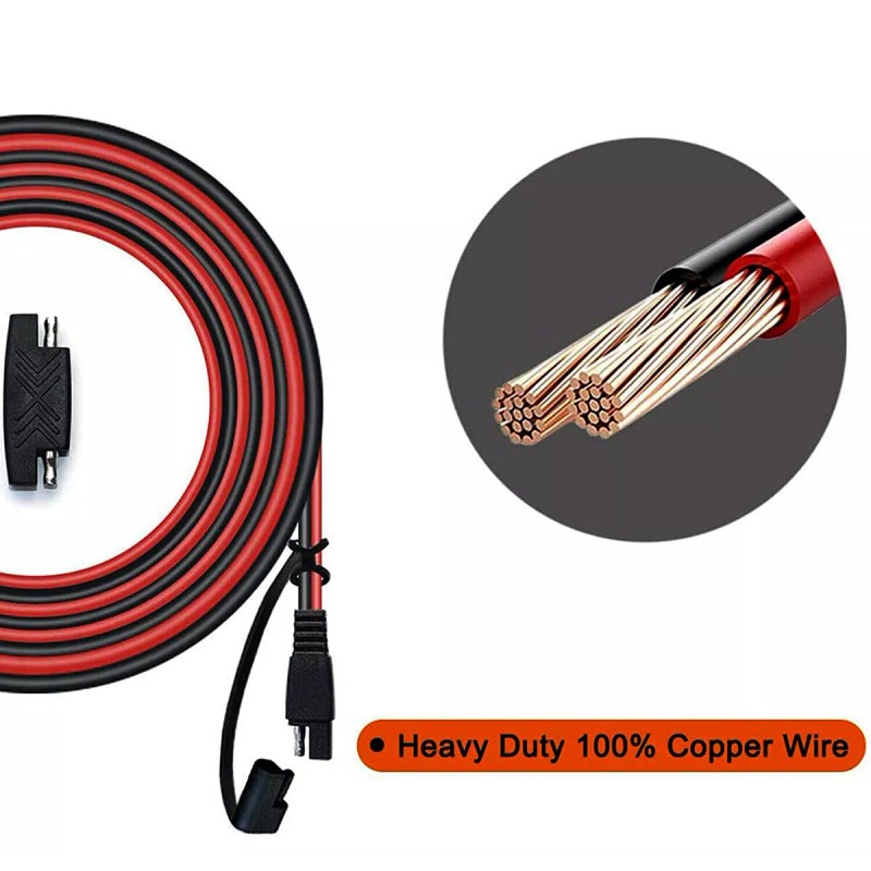 Meyoung 2FT SAE to SAE Extension Cable 16AWG 12-24V Quick
