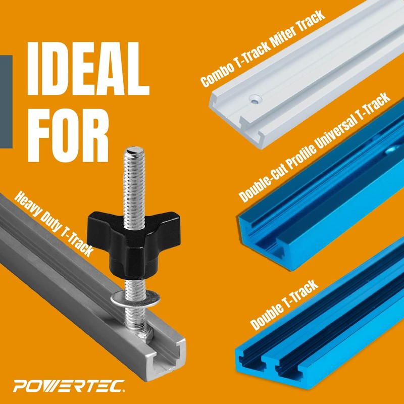 POWERTEC 71068 T Track Knob Kit with 1/4-20 by 1-1/2"