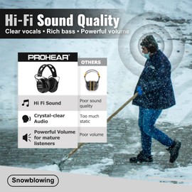 PROHEAR 039 Bluetooth 6.0 Hearing Protection with Hi-Fi & Loud Audio, 4 Week Runtime Rechargeable 1100mAh Battery, OSHA Compliant Noise Reduction Safety Earmuffs for Mowing Workshops Snowblowing