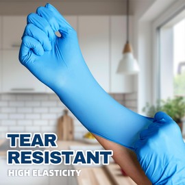 Beastek Blue Nitrile Exam Gloves, 4 mil Powder-Free Latex-Free Non-Sterile Food Safe Disposable Medical Glove, 100 Pcs (Medium)