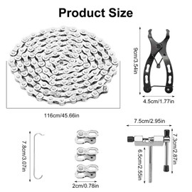 Fahrradkette 6/7/8 Fach Fahrrad Kette Fahrradkette Werkzeug mit Kettenschloss Zange Kettenbrecher und 3 Paar Kettenschloss Fahrradketten für Mountainbike (1/2 x 3/32 Inch 116 Glieder)