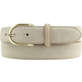 BELTINGER Women's Suede Belt 3.0 cm | Suede Leather Belt for Women 30 mm | Suede Belt with Round Gold Belt Buckle, beige, gold