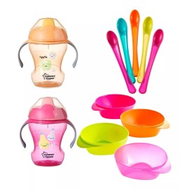Tommee Tippee Vasos Entrenadores Platos Y Cucharas Largas Tommee Rosa 11pz