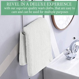 TOALLA 100% Cotton Washcloths 60 Pack|400 GSM|Soft Face & Body Washcloths|Highly Absorbent|12 x 12 Inches|White