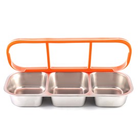 Lyreh Stainless Steel Snack Container with Lid, Reusable 3-Compartment Metal Snack Box Leakproof Food Storage Containers for School Office Travel Camping
