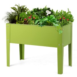 S AFSTAR Raised Garden Bed, Galvanized Elevated Planter with Legs & Drainage Holes, Freestanding Garden Bed for Indoor Outdoor, Fruit Green Elevated Planter Box for Vegetable Flower Herb, Fruit Green