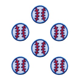 KLORIZ 6-Pack Baseball with Blue Border Embroidered Iron on Patch Sport Fabric Badge Accessories DIY