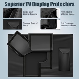 HUFUOUT Outdoor TV Cover 40-43 Inch, TV Display Protector, Waterproof and Weatherproof Outside Flat Screen Cover (39.5''W x 25''H), 600D Fabric, Black