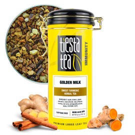 Tiesta Tea - Golden Milk - Sweet Turmeric Herbal Tea - Loose Leaf Tea Blend - Non-Caffeinated Herbal Tea - Make Hot or Iced Tea Up to 40-50 Cups - 6 oz Refillable Tin