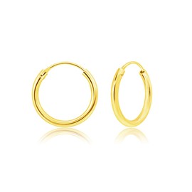 DTPsilver® 925 Sterling Silver Yellow Gold Plated Hoop Earrings - Small/Medium/Large - Thickness 2 mm - Diameter: 10, 12, 14, 16, 18, 20, 25, 30, 35, 40, 50, 60, 70, 80 mm, Yellow Gold Sterling Silver