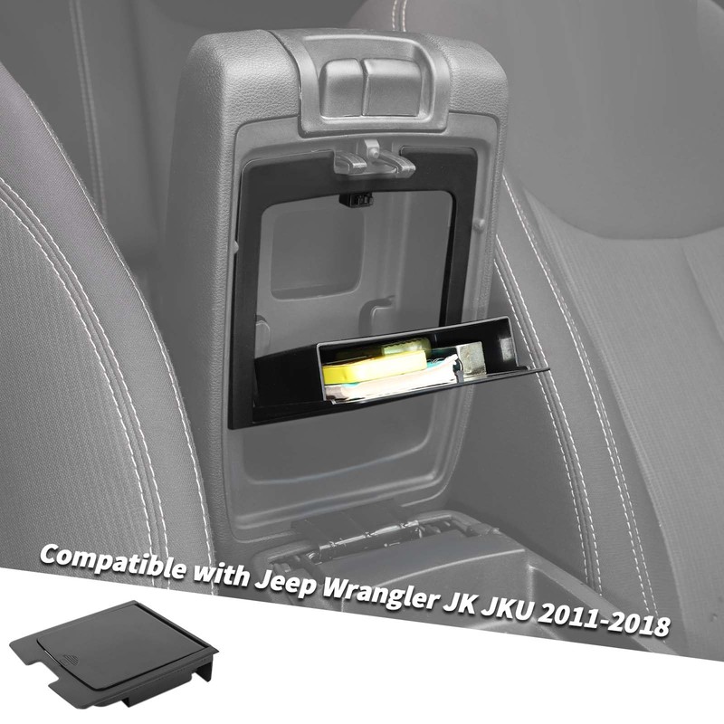 Jimen Armrest Hidden Storage Box Compatible with Jeep Wrangler JK
