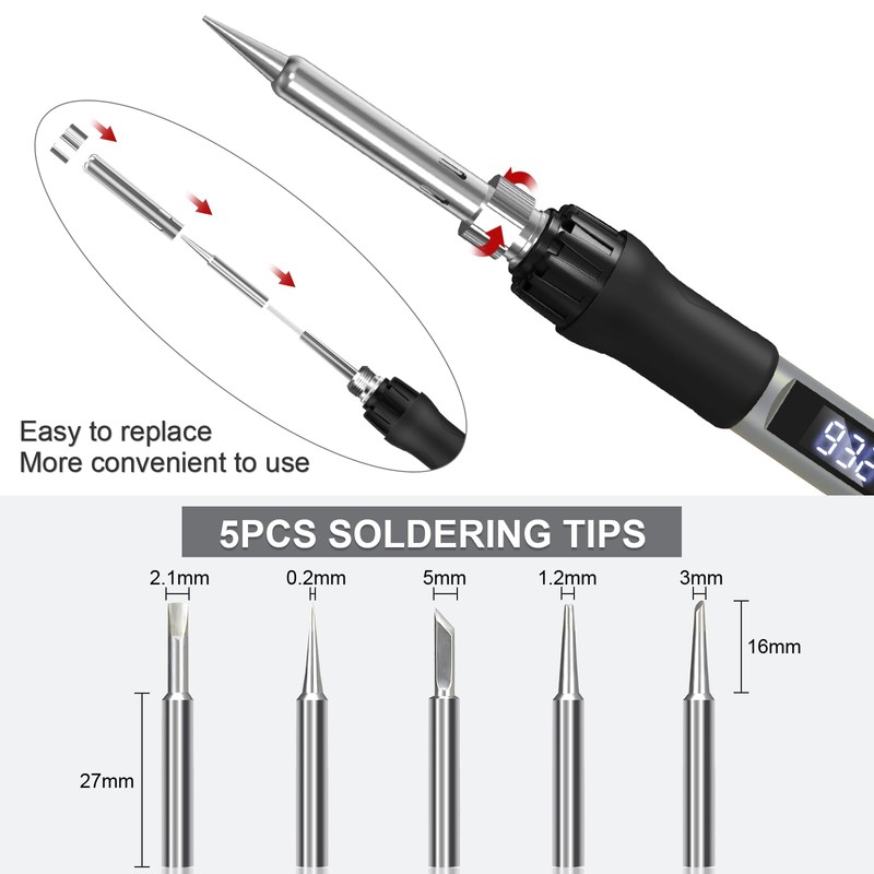 Soldering Iron Kit, 100W Soldering Gun with LED Digital Display,