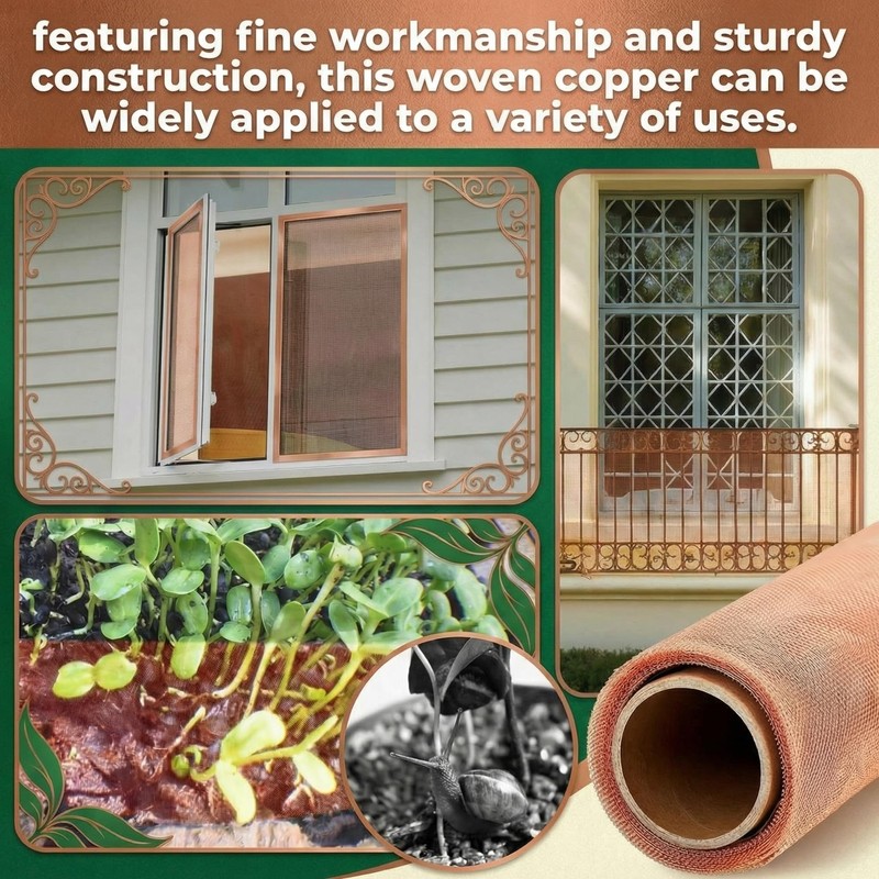 Therwen 12 Inch x 20 ft Copper Mesh Screen 99.9%