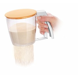 Tescoma Flour Sieve for Flour, Icing Sugar or Cocoa, Lightweight and One-Handed Mechanical Operation Made of Plastic with 2 Lids, Dishwasher Safe, BPA Free