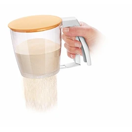 Tescoma Flour Sieve for Flour, Icing Sugar or Cocoa, Lightweight and One-Handed Mechanical Operation Made of Plastic with 2 Lids, Dishwasher Safe, BPA Free