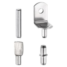 sourcing map 94Pcs 5mm Shelf Support Pegs Kit, 4 Styles Shelves Holder Pins, L-Shaped with Hole Pegs, Dowel Pin Shelf Pegs, Flat Spoon Shelf Pins, Cylindrical Shaped Shelf Bracket Pegs