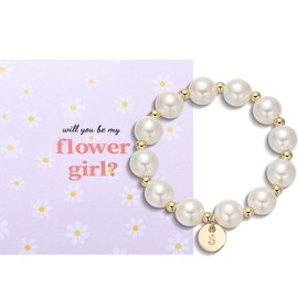 CERSLIMO Flower Girl Proposal Gifts - Initial Letter ABC to XYZ Flower Bracelet, Will You Be My Flower Girl Gift, Flower Girl Proposal Gifts Bracelet for Little Girls Kids, S