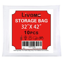 Paquete de 10 bolsas de almacenamiento de plástico transparente de 32 x 42 pulgadas, a prueba de polvo, a prueba de humedad, bolsa de mudanza y almacenamiento para ropa de manta y juguetes de felpa