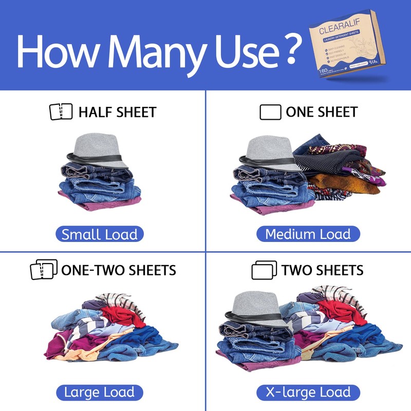 CLEARALIF Laundry Detergent Sheets Up to 160 Loads, Fresh Linen
