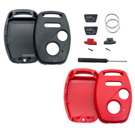 Replacement Key Fob Shell Keyless Entry Remote Car Key Fob Cover Case Fits for Honda Accord/Civic/CR-V/Fit/Odyssey/Pilot/Ridgeline/CR-Z (Black + Red)