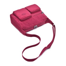 Efanliu Cross Body bag Ladies Handbags Large Women Shoulder Messenger Bag Nylon with Multi Pocket for Travel (Deep red)