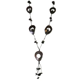 BLACK - Beads Shapes Mid Century Modern - Tagua Necklace - hand crafted