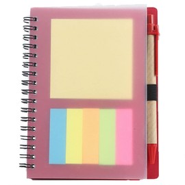 Spiral Notebook with Pen Sticky Notes Page Marker Colored Paper Cover Notepad Small Pocket Business Notebook Red