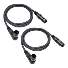 Devinal Right Angle XLR Cable, Male to Straight Female Microphone Mic Cable Cord, 90 Degree Adapter for Sound Devices Mixer Recorder 6.6 FT 2 pcs