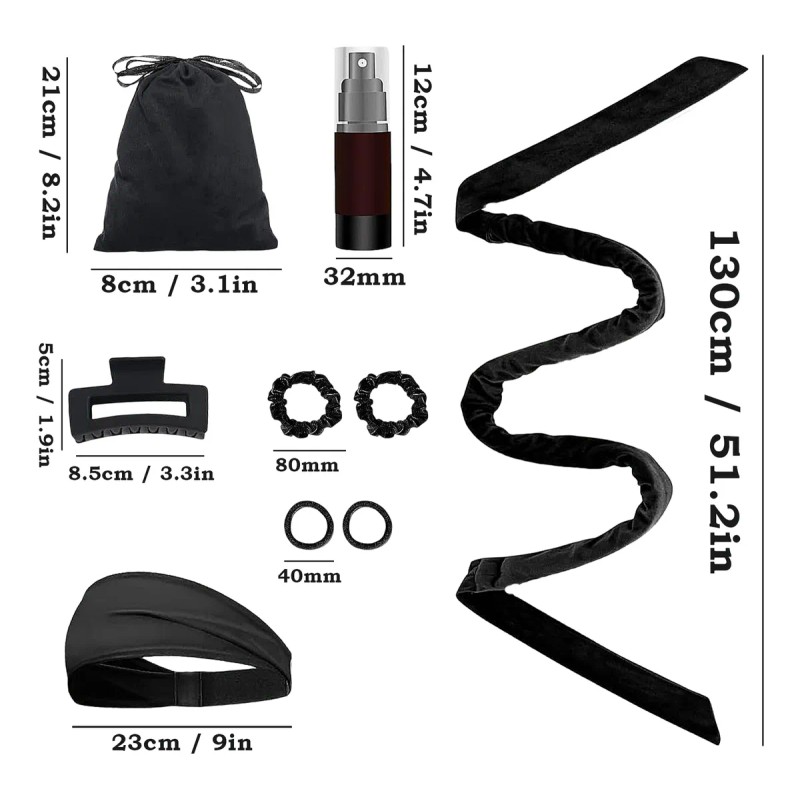 Kit 9pzs Curly Ondas En Cabello Rizos Sin Calor Tubo