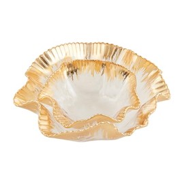 Mud Pie Gold Glass SETS, tray 4 3/4" x 13" | dip 2 1/4" x 3 1/2" dia
