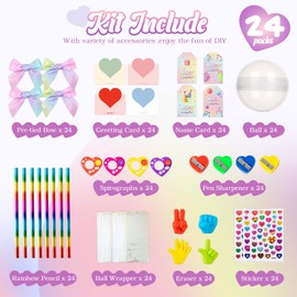 24 Pack Giant Rainbow Stationery Set Party Favors & Goodie Bags for Kids, Return Gifts for Birthday Party, Classroom Rewards Prizes & Gifts Exchange for Students, Back to School Stationery Gift.