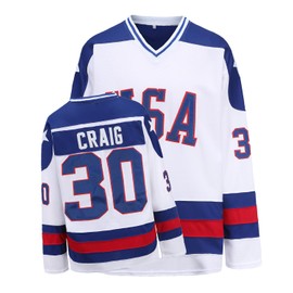 Youth Hockey Jersey of USA 1980 Olympic Team Jerseys #30 Jim Craig Stitched Letters and Numbers White S-L