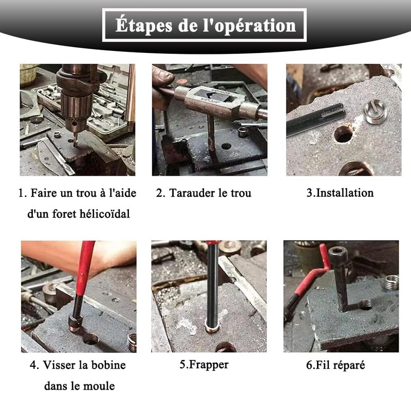 Teocpai 30 PCS Thread Repair Kit M6 Thread Repair Tool
