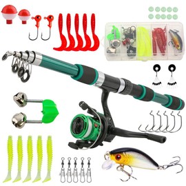Fishing Rod Kit, Telescopic Fishing Rod and Reel Combo Set Fishing Tackle Starter Kit for Outdoor Saltwater & Freshwater