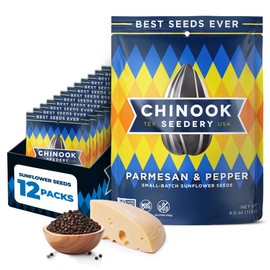 Chinook Seedery Chinook Seedery Roasted Jumbo Sunflower Seeds - Keto Snacks - Best For Snack Packs - Gluten Free, Non GMO Snack Food Gifts - 4 ounce (Pack of 12) - Parmesan & Pepper Flavor