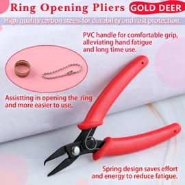 GOLD DEER Split Ring Pliers Small Handicrafts Send Ring Beads Chain Split Ring Opener Mini Tool Bend Ring Opener Pliers Precision Work Hobby Craft Accessories Beads Craft Tools Professional Fine