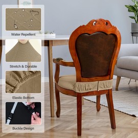 CZL Dining Room Chair Seat Covers Set of 2, Upgraded Zipper Chair Covers for Dining Room Stretch Jacquard Dining Chair Slipcover Removable Washable