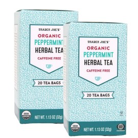 Trader Joes Peppermint Tea Organic -40 Tea Bags - Herbal Caffiene Free (2 Packs)