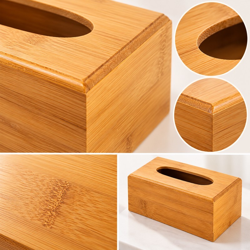 Bamboo Tissue Box Holder for Home and Office – Natural
