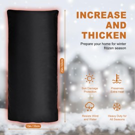 Outdoor Faucet Covers, Winter Water Faucet Cover Socks Anti-Freezing Protection Cover,25"Lx13"W Thicker Reusable Waterproof Insulated Spigot Cover, Yard Faucet Pipe Insulation Cover(1Pack black)