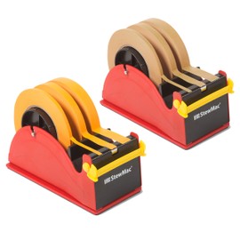 StewMac Tape Set with Guitar Shop Tape Deck Tape Dispenser, includes Orange Multi-Purpose Tape and Brown Binding Tape