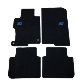 Unbranded Fit For 13-17 Honda Accord Black Nylon Floor Mats Carpet Front Rear w/ Blue Si