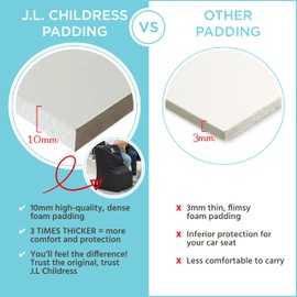 J.L. Childress Padded Backpack Car Seat Bag - Travel Bag for Airplane, Fits Most Baby & Infant Car Seats, Boosters, & Carriers, Accessories for Gate or Baggage Check, AirTag Compatible - Deluxe, Black