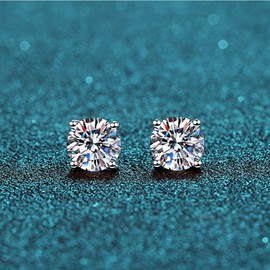 PRETTERY Silver Stud Earrings for Women, 3 Pairs Sterling Silver Cubic Zirconia Stud Earrings Set, White Gold Plated Sleeper Cartilage Studs with Clear 5A Cubic Zirconia, Size 3-5mm