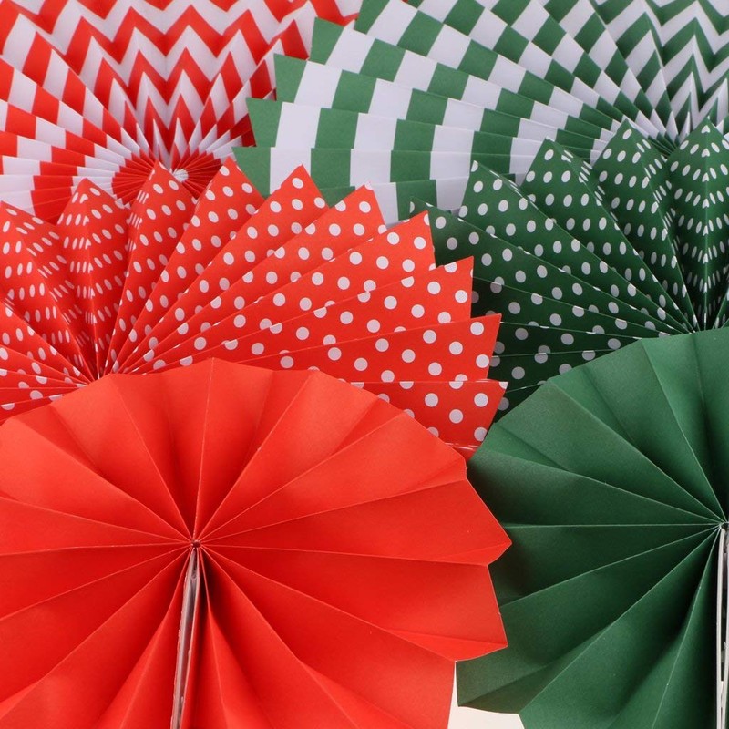 Dusenly 6 Pcs Merry Christmas Party Hanging Paper Fans Decorations