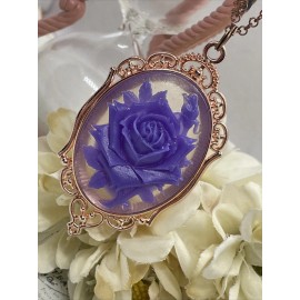 Fancy Fox Boutique Unique Frosted Clear Cameo Rose Gold Mom Purple Lavender Necklace Wedding Bridal