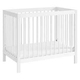 Oxford Baby Essentials Island Mini 4-in-1 Convertible Baby Crib with Round Spindles, White